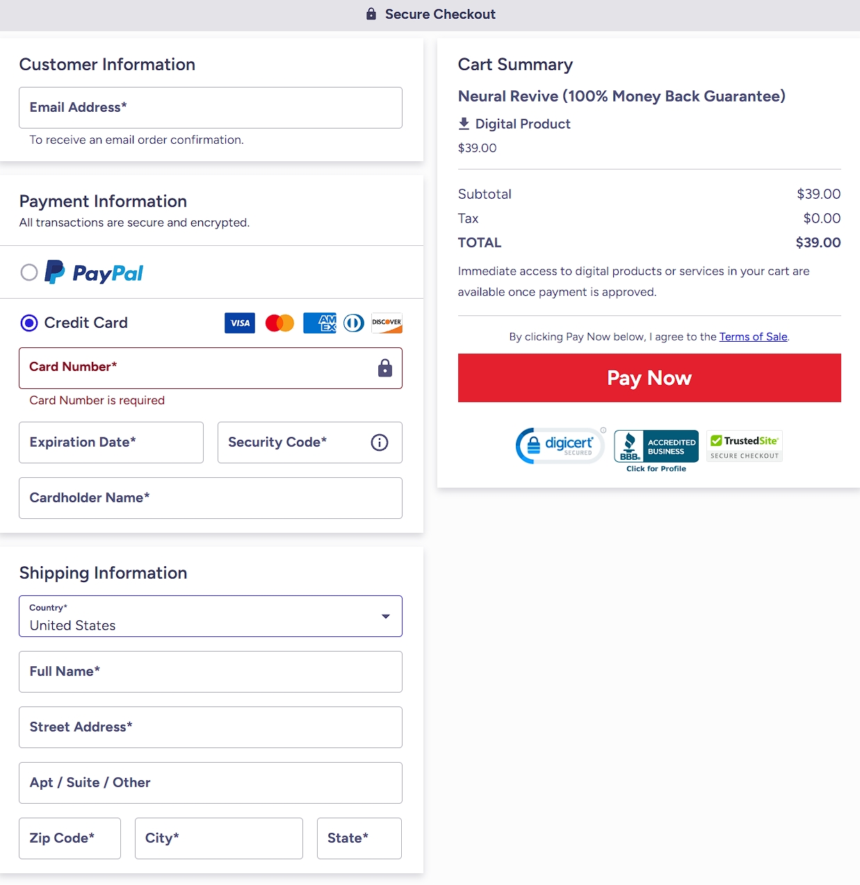Neural Revive Order Page